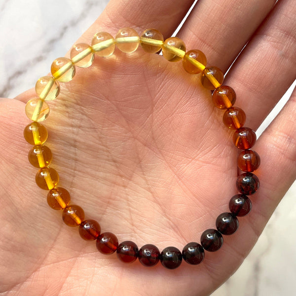 Amber Bracelet with Amber Beads, Natural Yellow Baltic Amber Bracelet 23  grams